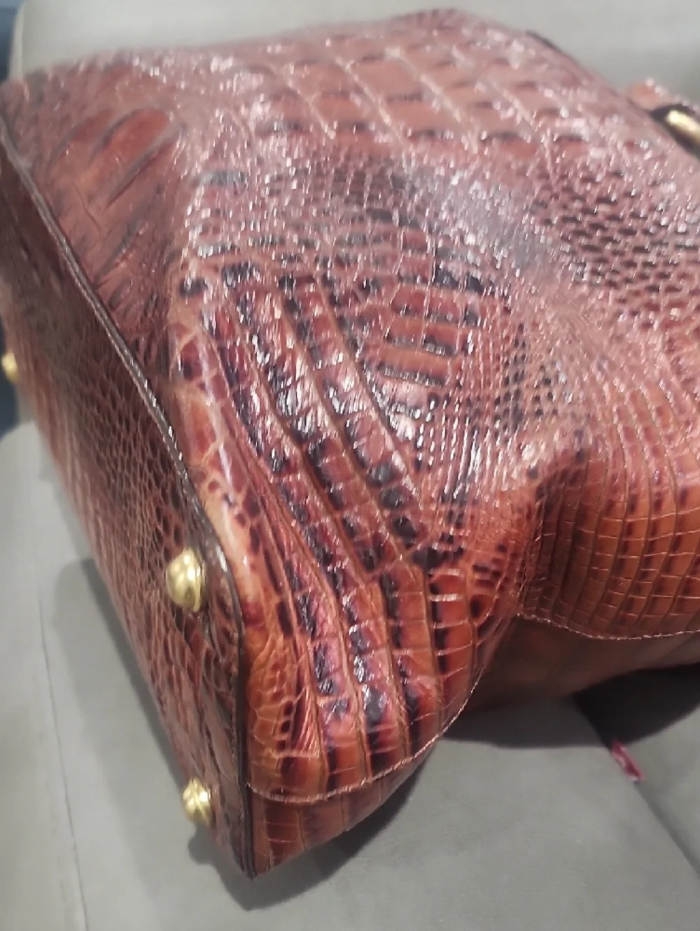 Brahmin Cognac Croc-Embossed Leather Tote with Matching Wallet - Picture 4 of 11
